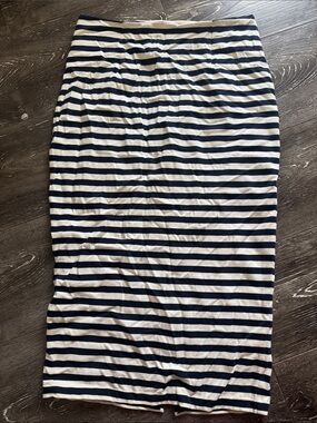 Jcrew Striped Navy and White Pencil Skirt